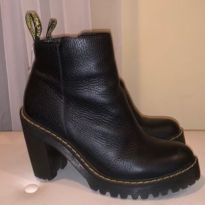 Dr. Martens MAGDALENA  Black Chunky Heels Ankle Leather Boots